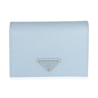 Prada Blue Saffiano Triangle Bifold Compact Wallet Wallet id