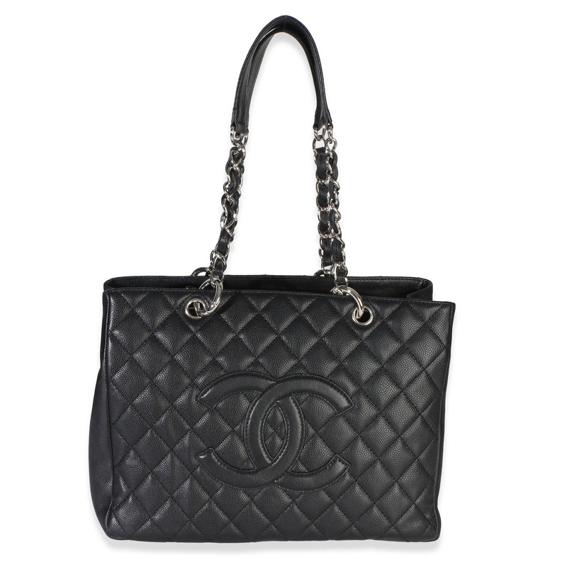 Chanel Black Quilted Caviar Grand Shopper Tote Handbag id