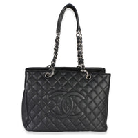 Chanel Black Quilted Caviar Grand Shopper Tote Handbag id
