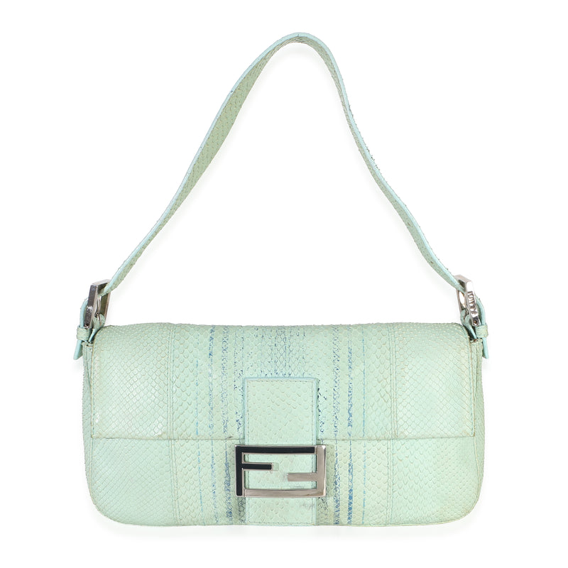 Fendi Vintage Teal Python Baguette Bag Handbag id