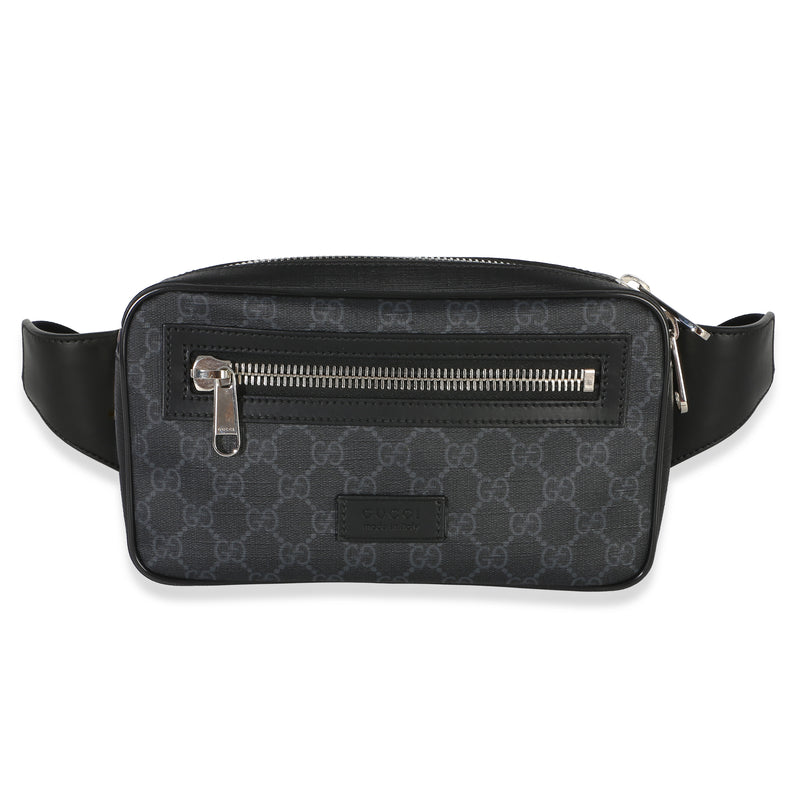 Gucci Black Grey Soft GG Supreme Monogram Web Belt Bag Handbag id