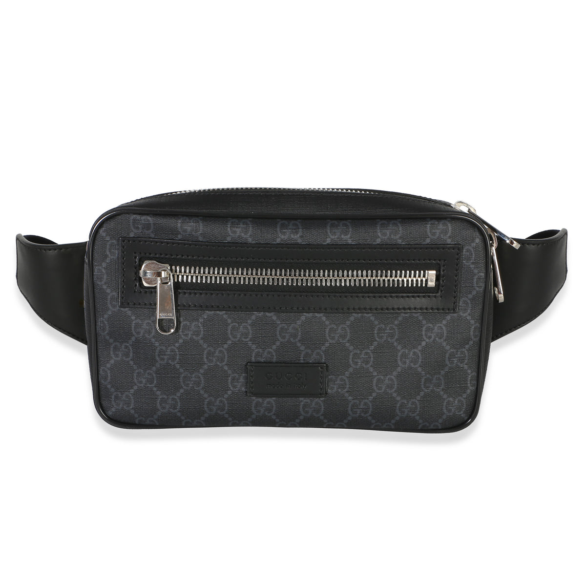 Gucci Black Grey Soft GG Supreme Monogram Web Belt Bag Handbag id