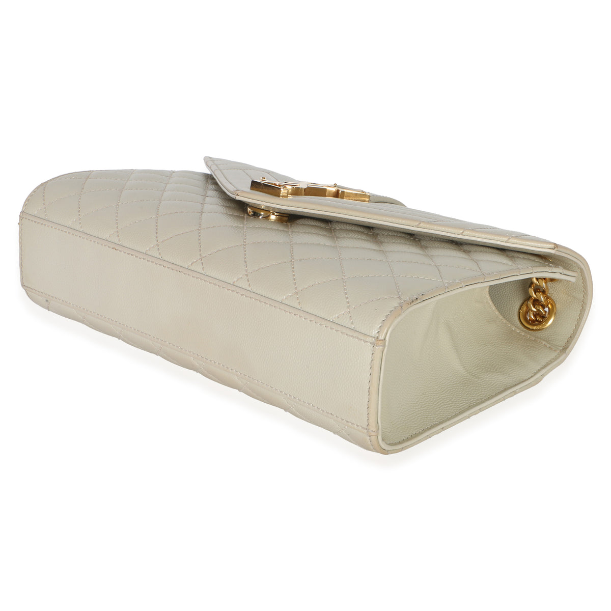 Saint Laurent Beige Grain De Poudre Mixed Triquilt Small Monogram Satchel Handbag 6