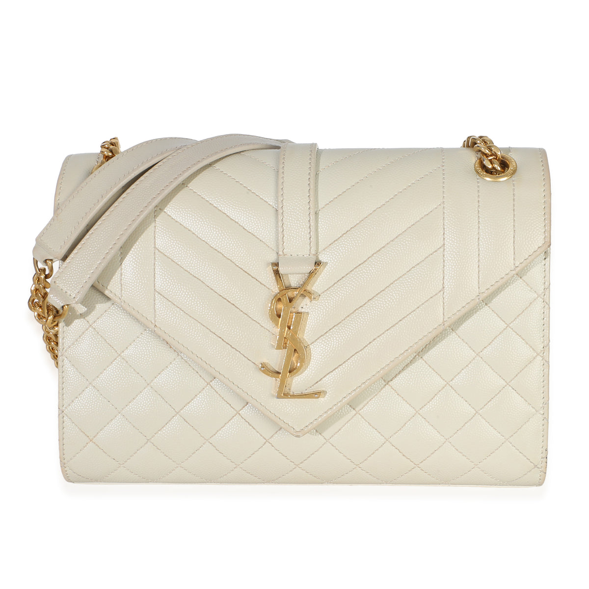 Saint Laurent Beige Grain De Poudre Mixed Triquilt Small Monogram Satchel Handbag id