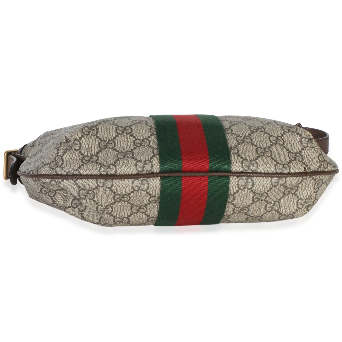 Gucci Brown Beige GG Supreme Canvas Dollar Calfskin Web Small Ophidia Half Moon Handbag 5