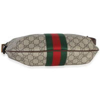 Gucci Brown Beige GG Supreme Canvas Dollar Calfskin Web Small Ophidia Half Moon Handbag 5