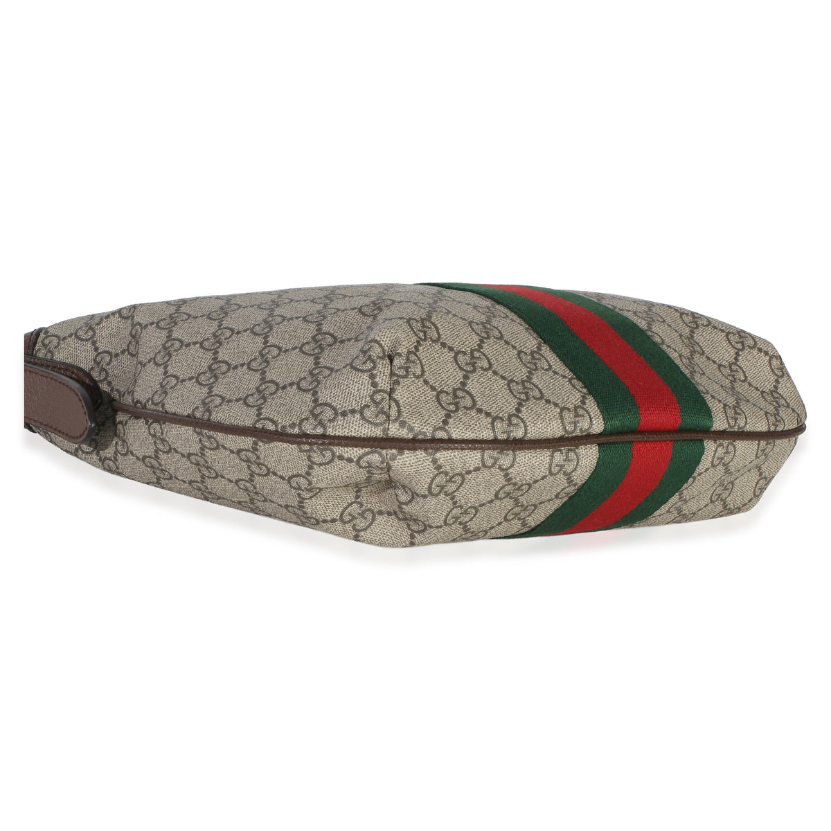 Gucci Brown Beige GG Supreme Canvas Dollar Calfskin Web Small Ophidia Half Moon Handbag 7