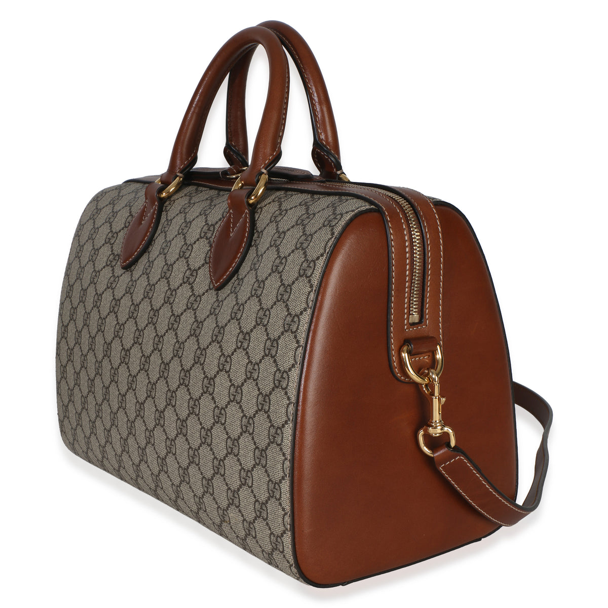 Gucci Brown GG Supreme Monogram Large Boston Bag Handbag 2