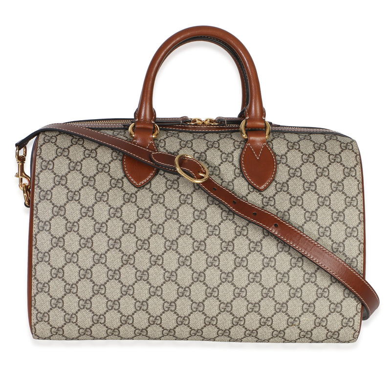 Gucci Brown GG Supreme Monogram Large Boston Bag Handbag id