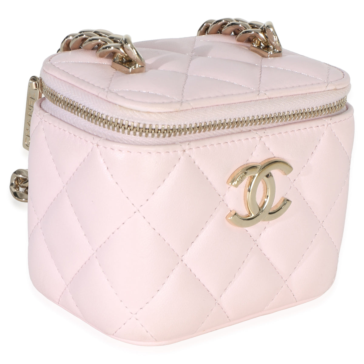 Chanel Pink Quilted Lambskin Coco Chain Mini Vanity Case Handbag 3