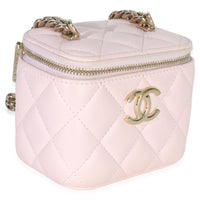 Chanel Pink Quilted Lambskin Coco Chain Mini Vanity Case Handbag 3