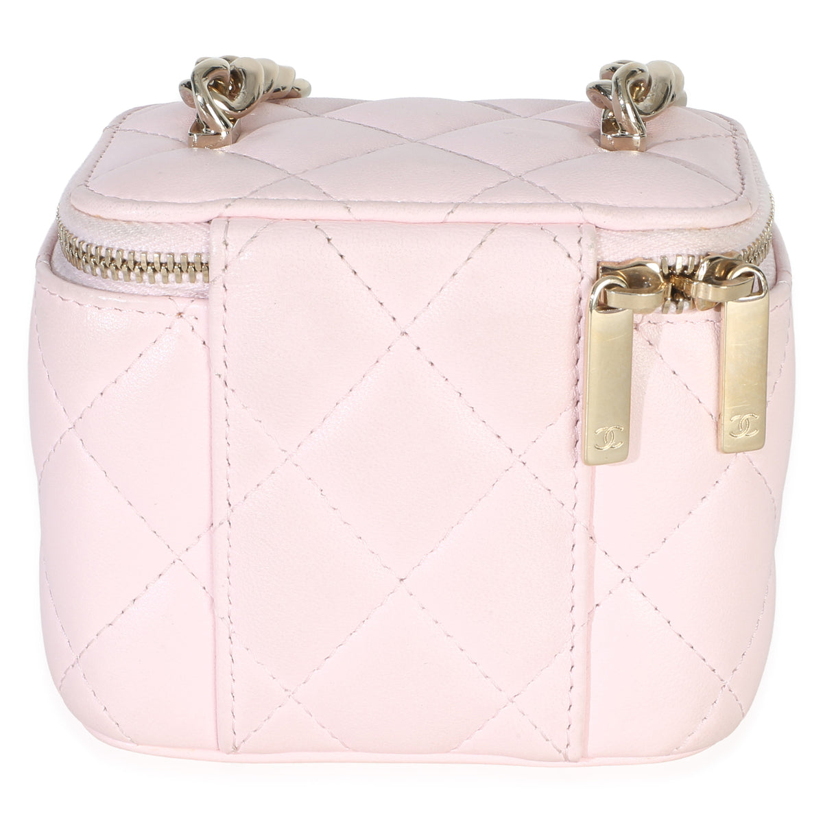 Chanel Pink Quilted Lambskin Coco Chain Mini Vanity Case Handbag 4