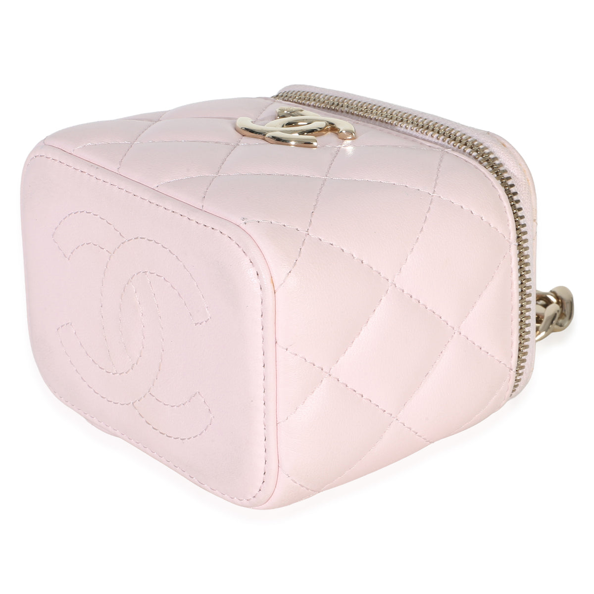 Chanel Pink Quilted Lambskin Coco Chain Mini Vanity Case Handbag 6