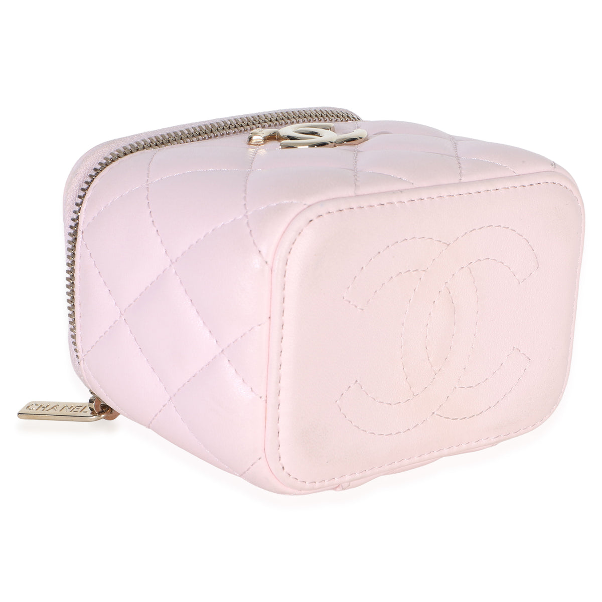 Chanel Pink Quilted Lambskin Coco Chain Mini Vanity Case Handbag 7