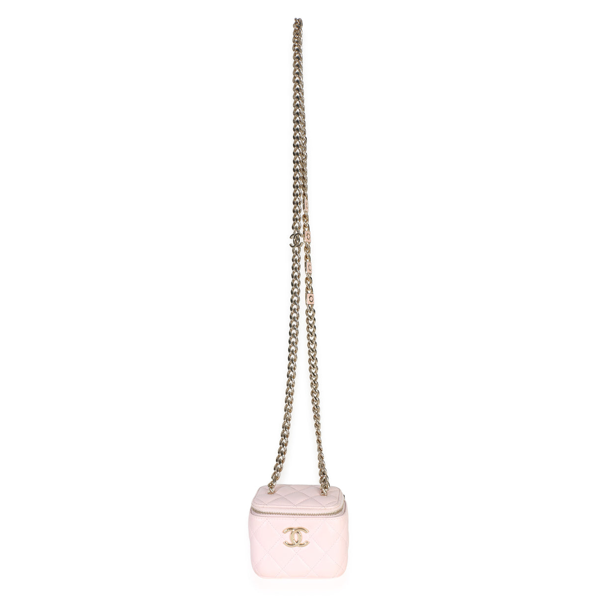Chanel Pink Quilted Lambskin Coco Chain Mini Vanity Case Handbag 8