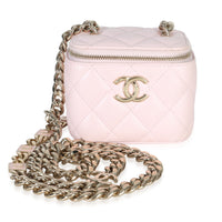Chanel Pink Quilted Lambskin Coco Chain Mini Vanity Case Handbag id