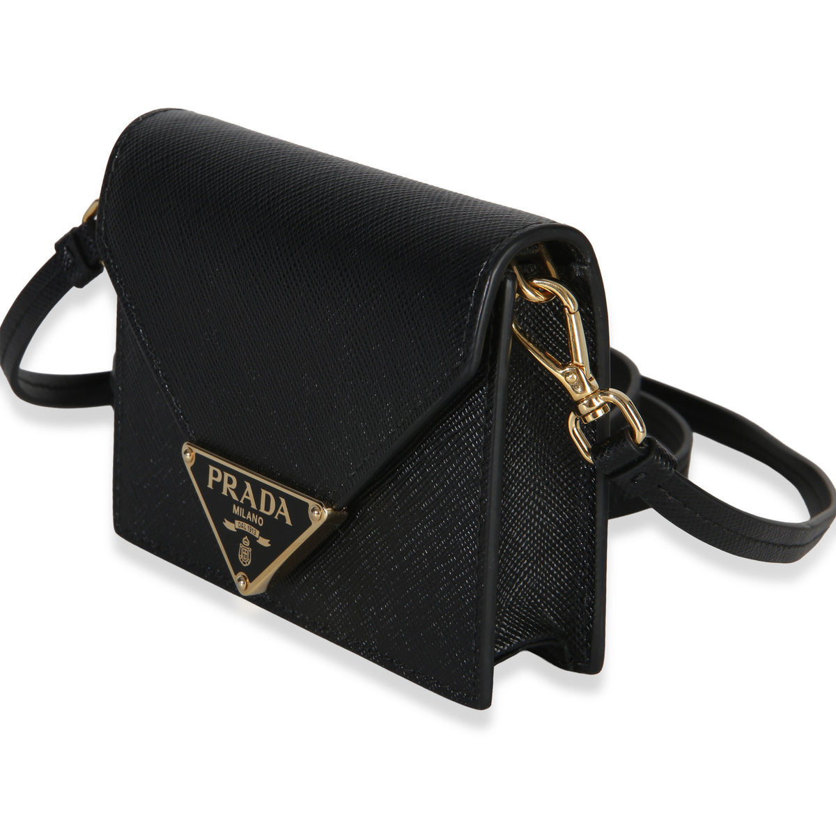 Prada Black Saffiano Card Holder With Strap Handbag 2