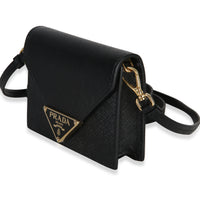 Prada Black Saffiano Card Holder With Strap Handbag 2