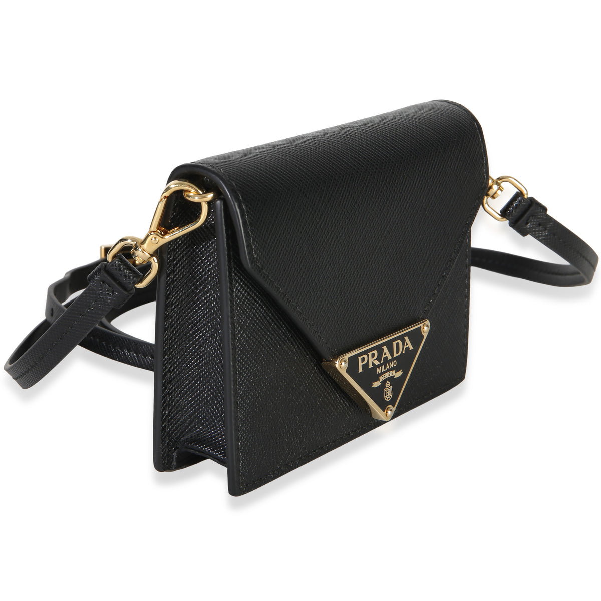 Prada Black Saffiano Card Holder With Strap Handbag 3