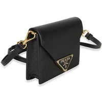 Prada Black Saffiano Card Holder With Strap Handbag 3