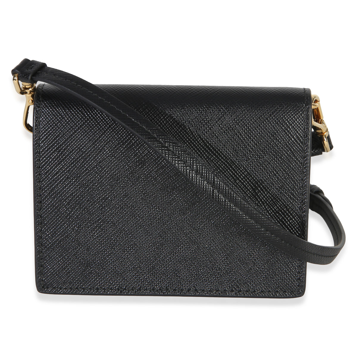 Prada Black Saffiano Card Holder With Strap Handbag 4