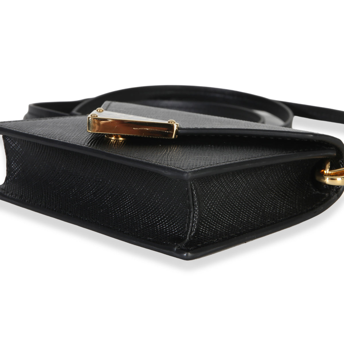 Prada Black Saffiano Card Holder With Strap Handbag 6