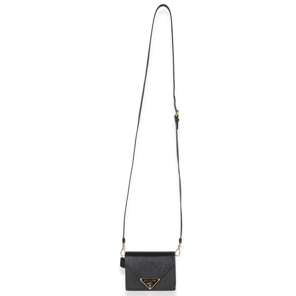 Prada Black Saffiano Card Holder With Strap Handbag 8