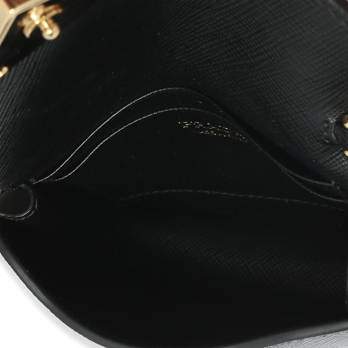 Prada Black Saffiano Card Holder With Strap Handbag 9