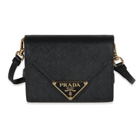 Prada Black Saffiano Card Holder With Strap Handbag fv