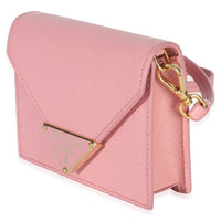 Prada Pink Saffiano Card Holder With Strap Handbag 2