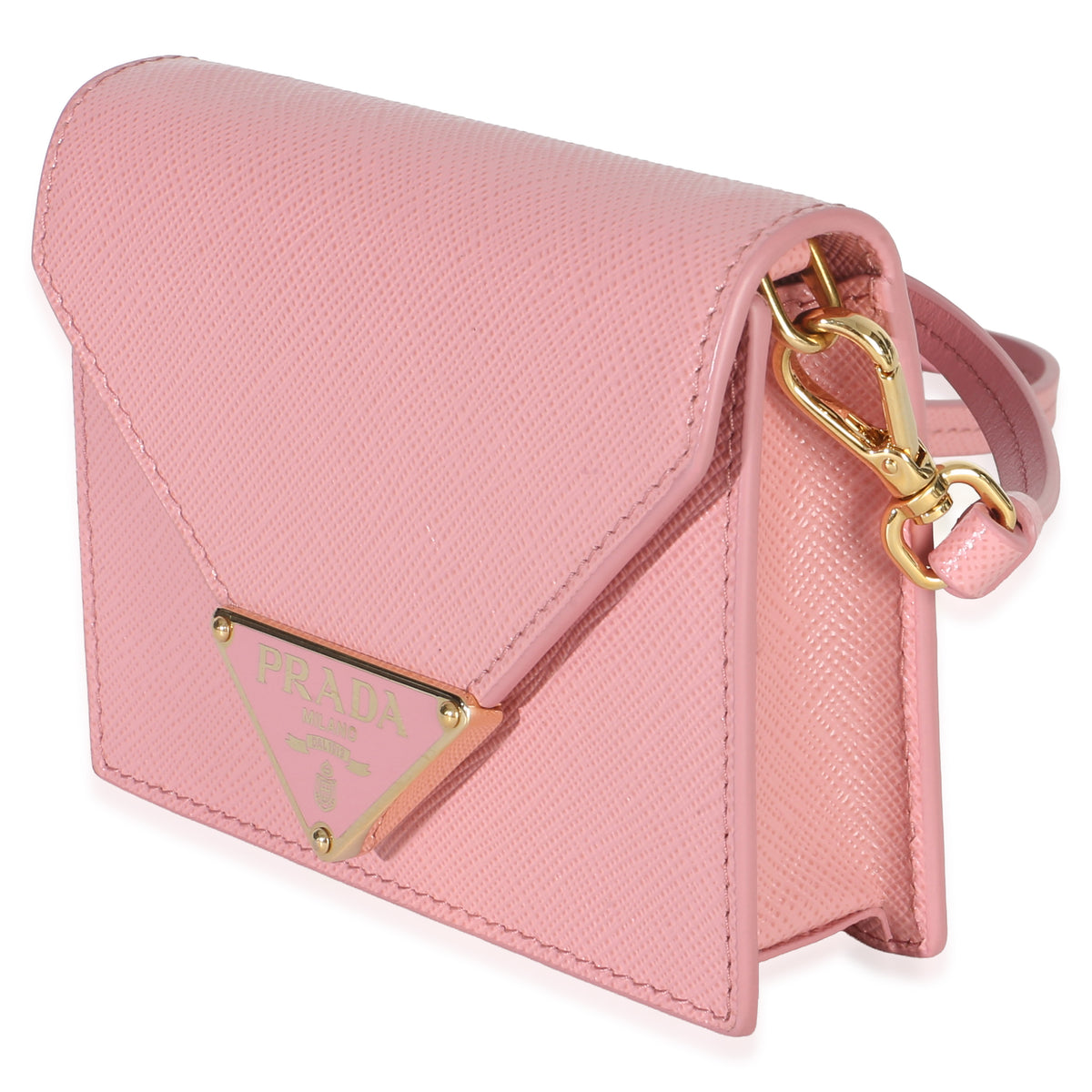 Prada Pink Saffiano Card Holder With Strap Handbag 2