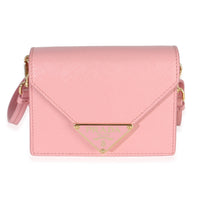 Prada Pink Saffiano Card Holder With Strap Handbag fv