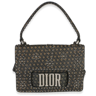 Christian Dior Olive Black Calfskin Studded Dio(r)evolution Top Handle Bag Handbag id