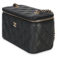 Chanel Black Quilted Caviar Small Vanity Case With Chain Handbag 2