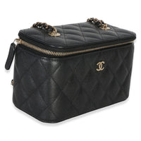 Chanel Black Quilted Caviar Small Vanity Case With Chain Handbag 3