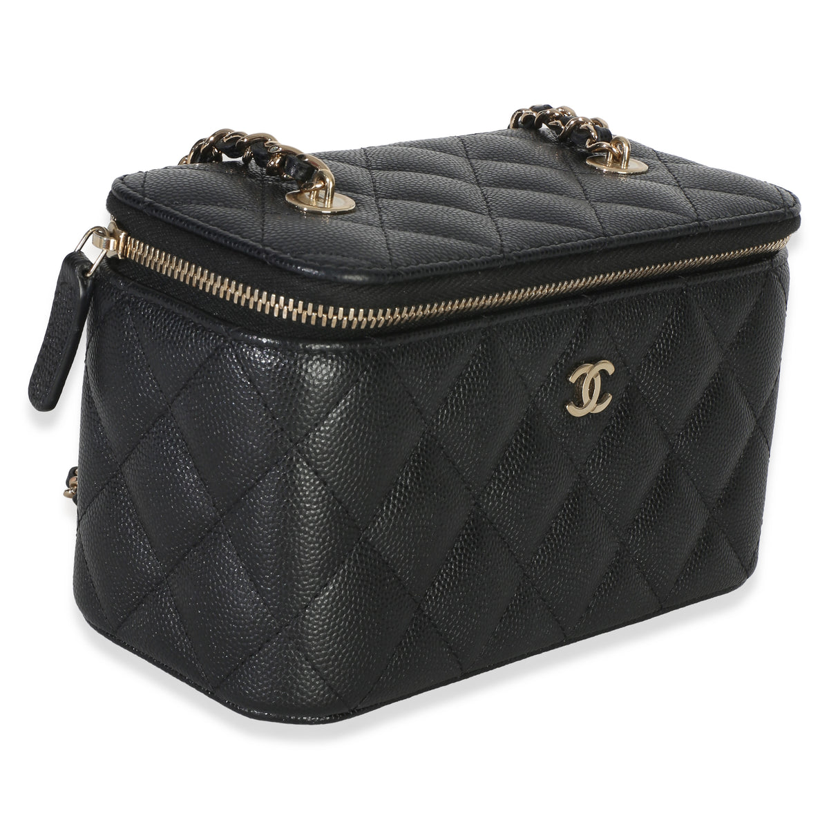 Chanel Black Quilted Caviar Small Vanity Case With Chain Handbag 3