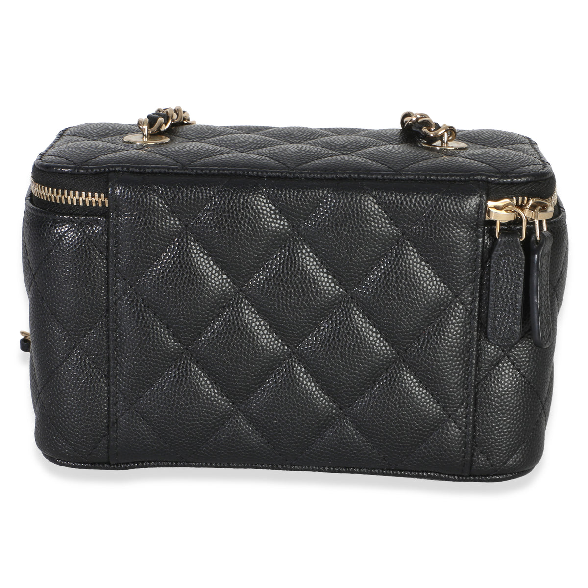 Chanel Black Quilted Caviar Small Vanity Case With Chain Handbag 4