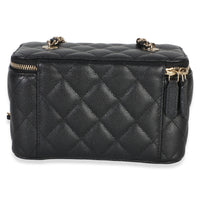 Chanel Black Quilted Caviar Small Vanity Case With Chain Handbag 4