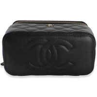 Chanel Black Quilted Caviar Small Vanity Case With Chain Handbag 5