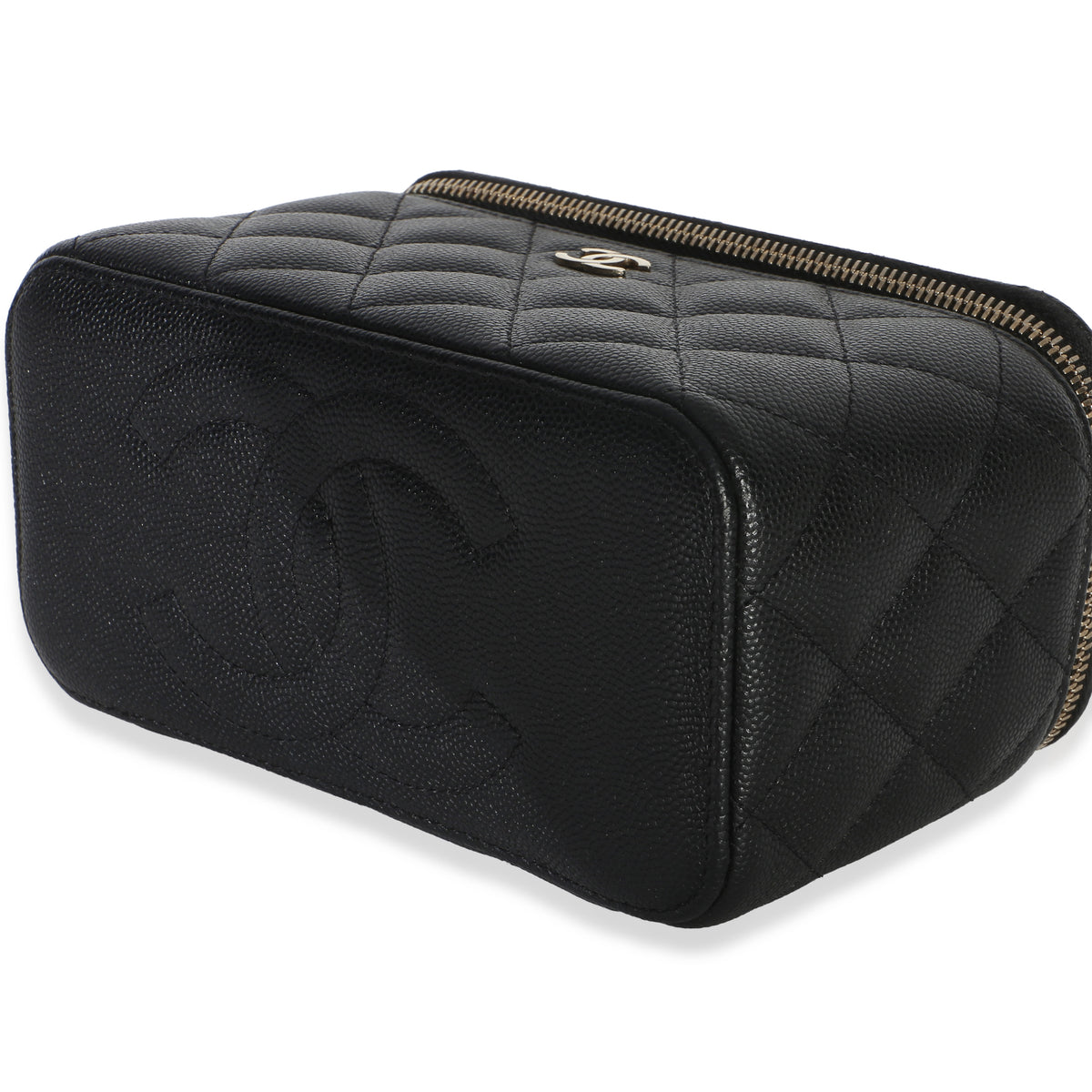 Chanel Black Quilted Caviar Small Vanity Case With Chain Handbag 6