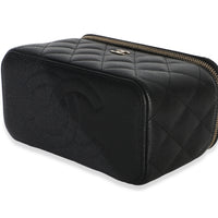Chanel Black Quilted Caviar Small Vanity Case With Chain Handbag 6