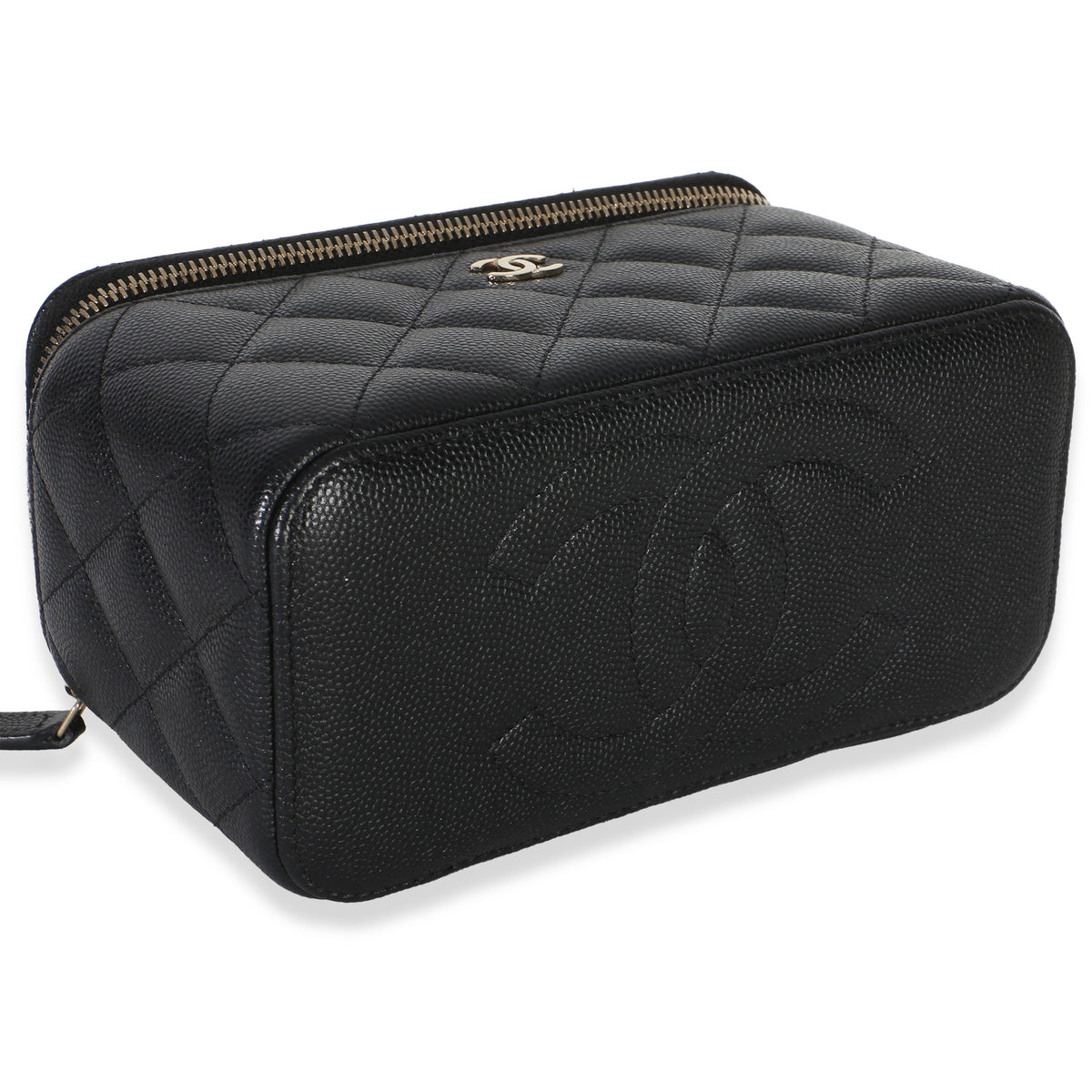 Chanel Black Quilted Caviar Small Vanity Case With Chain Handbag 7