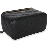 Chanel Black Quilted Caviar Small Vanity Case With Chain Handbag 7