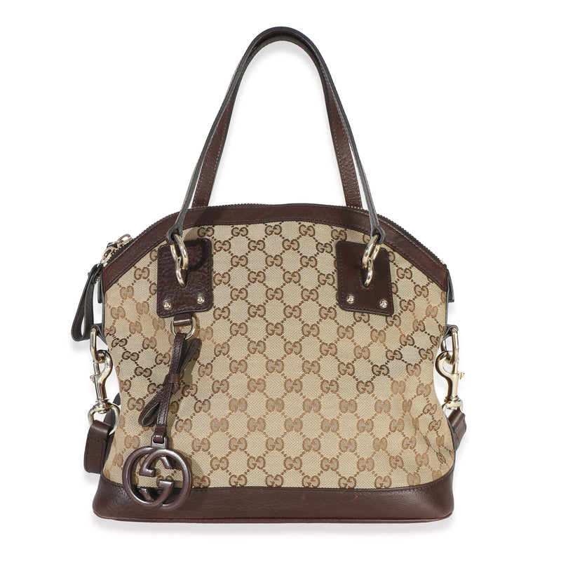 Gucci Brown GG Monogram Canvas Charm Medium Shoulder Bag Handbag id