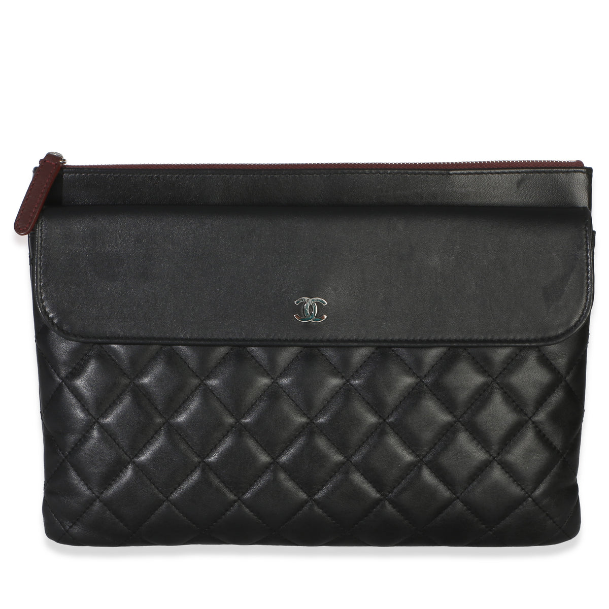 Chanel Black Quilted Lambskin Medium Flap O Case Handbag id