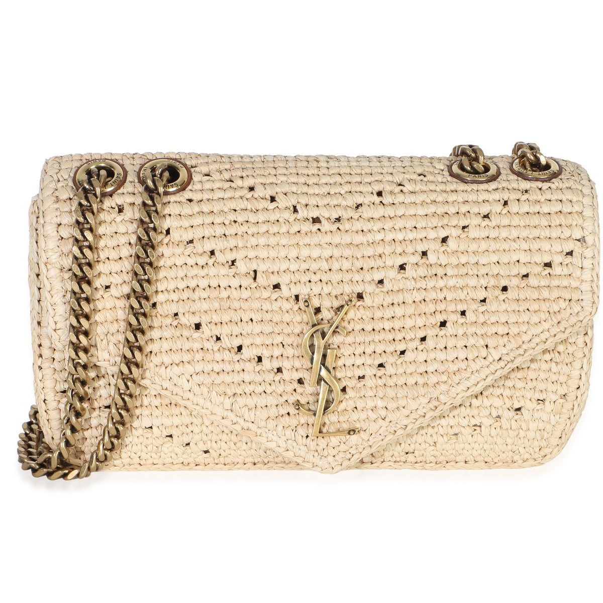 Saint Laurent Natural Chevron Raffia Small Loulou Shoulder Bag Handbag id