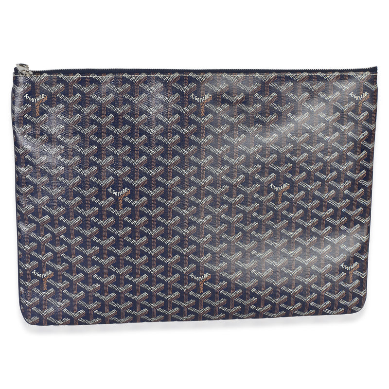 Goyard Navy ine Canvas Senat Pouch GM Handbag fv