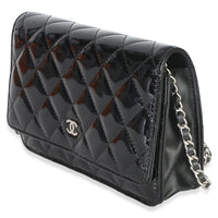 Chanel Black Quilted Patent Classic Wallet On Chain Handbag 2