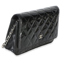 Chanel Black Quilted Patent Classic Wallet On Chain Handbag 3