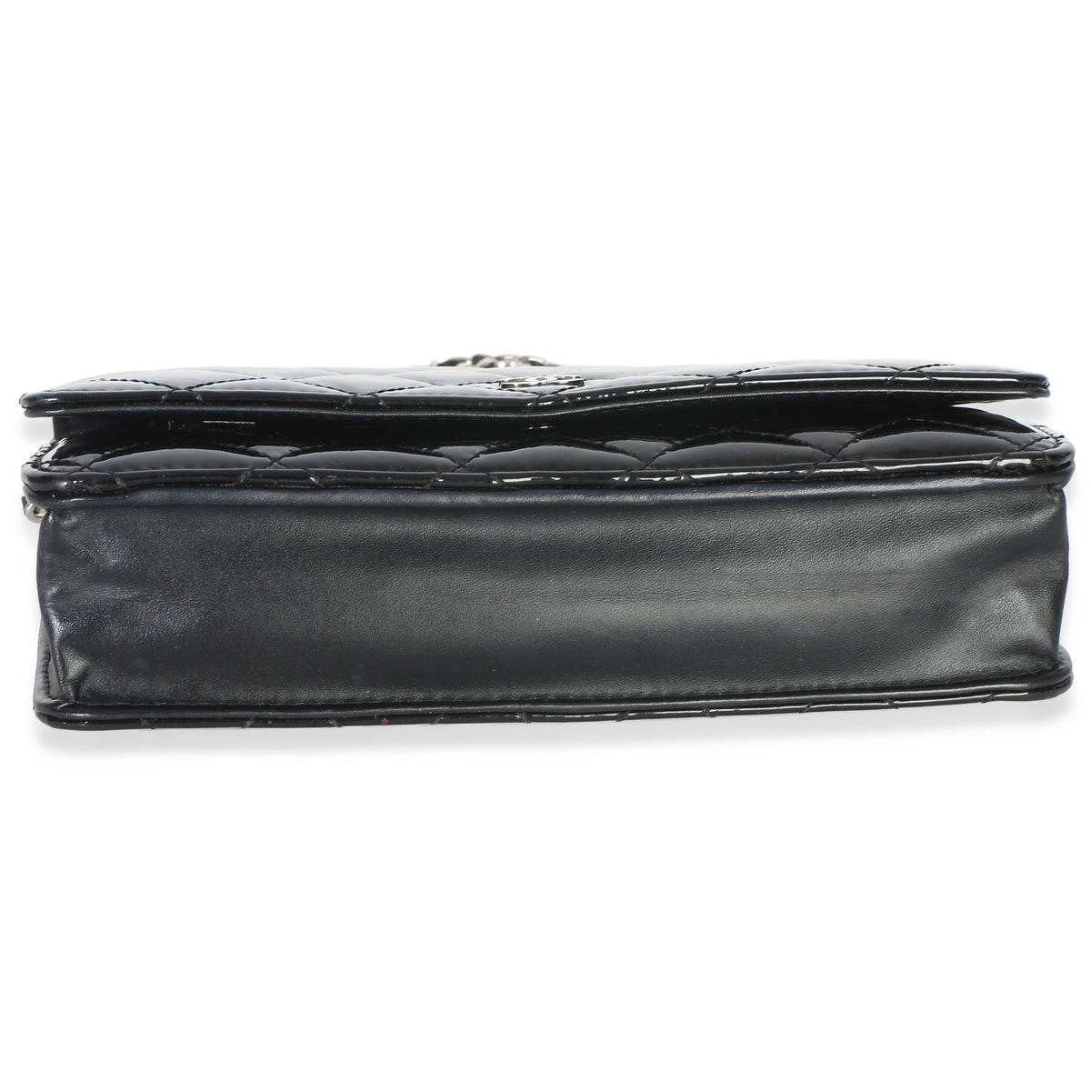 Chanel Black Quilted Patent Classic Wallet On Chain Handbag 4